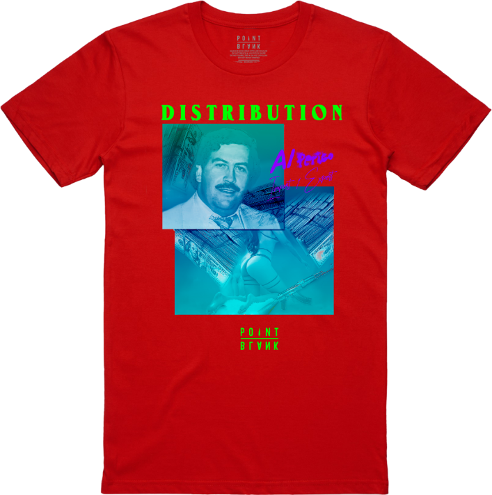 Distribution Colombian T-Shirt - Red / Neon Green