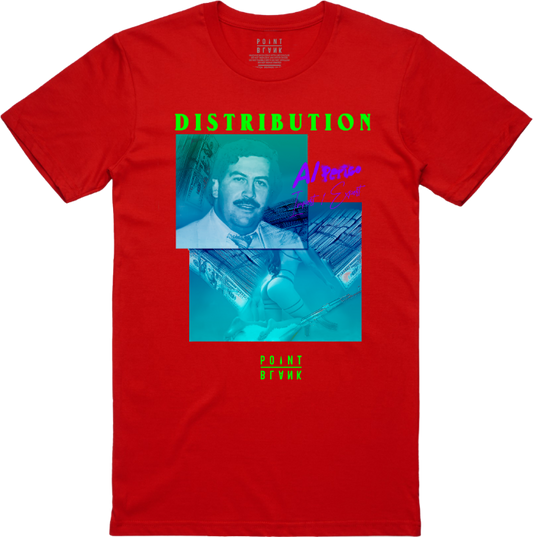 Distribution Colombian T-Shirt - Red / Neon Green