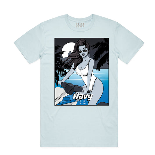 Wave Runner Pop Art T-Shirt - Baby Blue