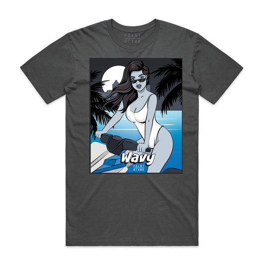 Wave Runner Pop Art T-Shirt - Charcoal