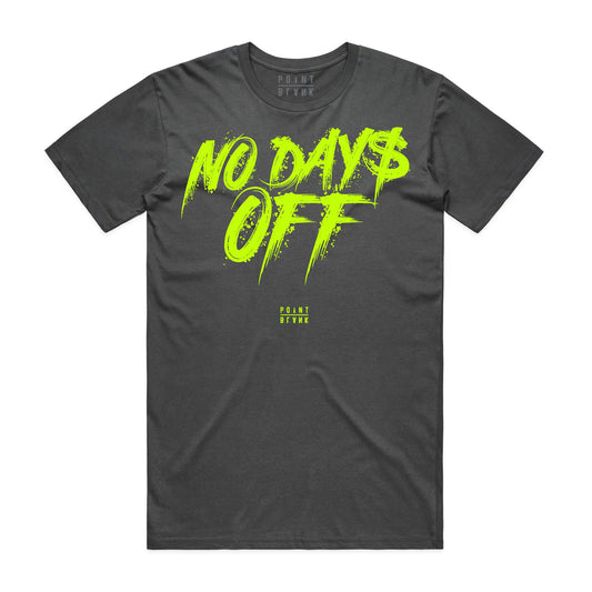 No Days Off Charcoal / Neon T-Shirt