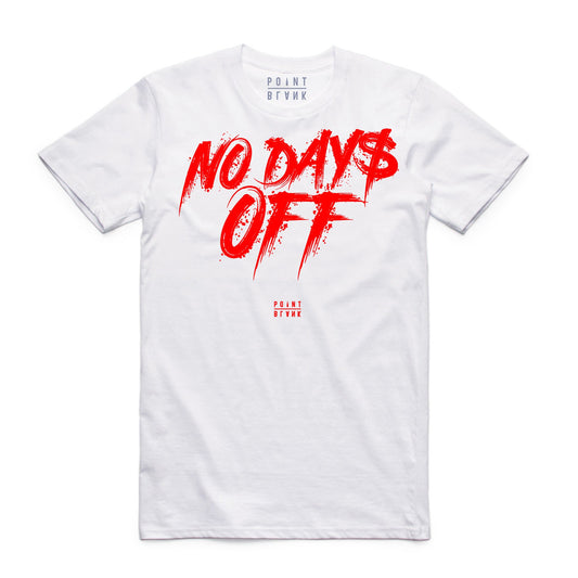 No Days Off T-Shirt - White / Red