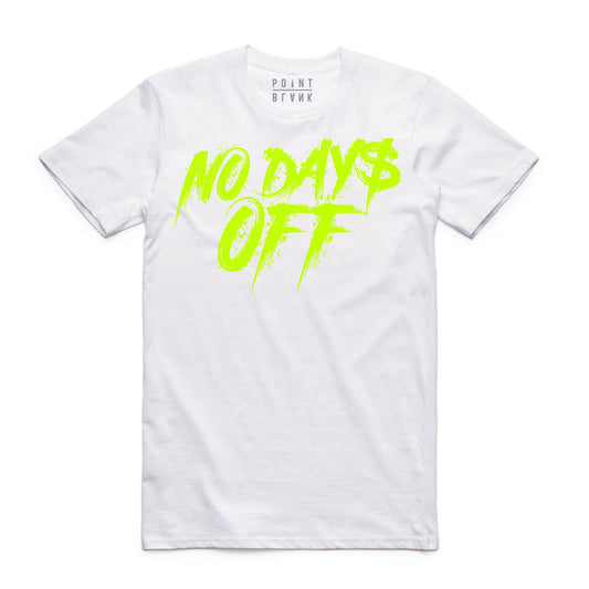 No Days Off T-Shirt - White / Neon