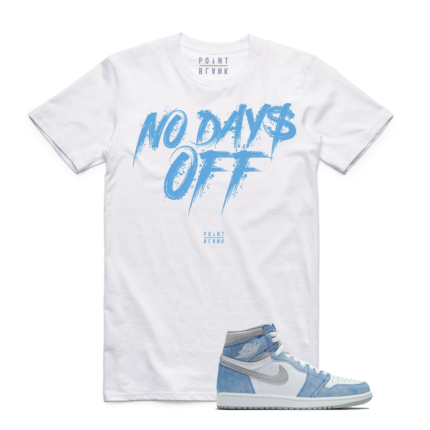 No Days Off T-Shirt - White / Carolina Blue