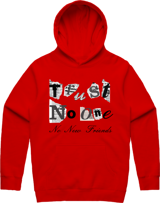 Trust No 1 Ransom Note Hoodie - Red / Gray