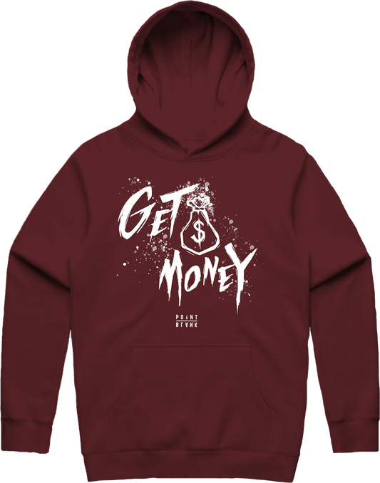 Money Text Hoodie - Burgundy