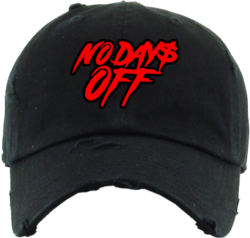 No Days Off Dad Cap w/ Chenille Patch - Black / Red