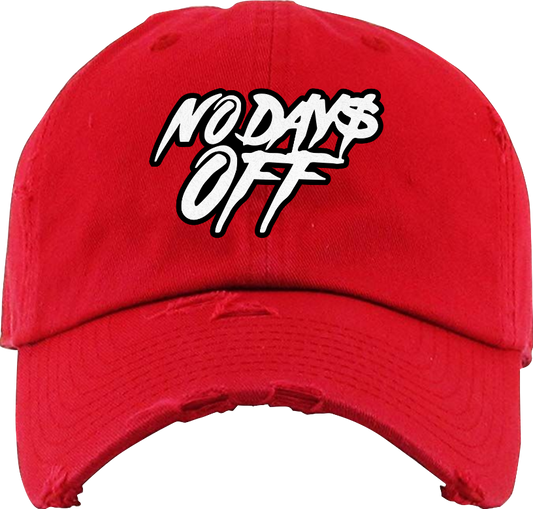 No Days Off Dad Cap w/ Chenille Patch - Red / White