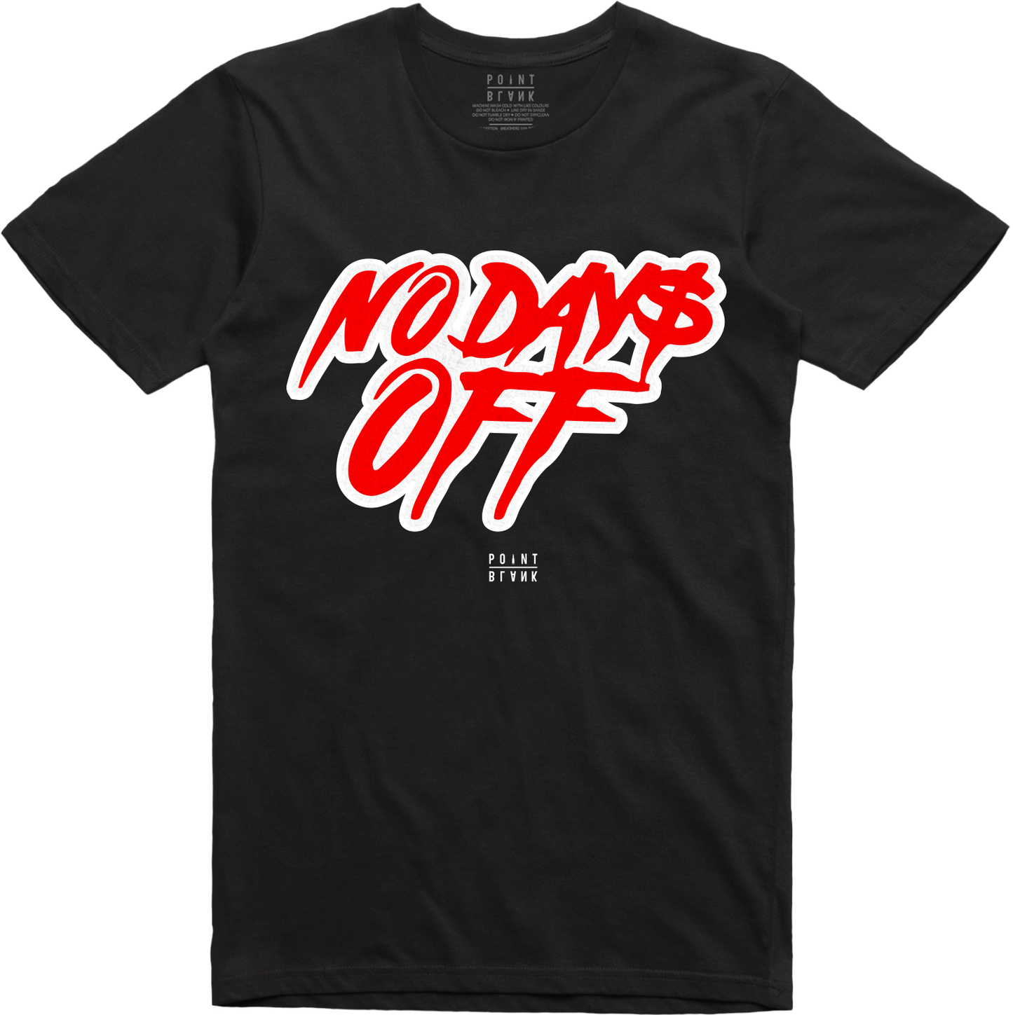 No Days Off T-Shirt w/ Chenille Patch - Black / Red