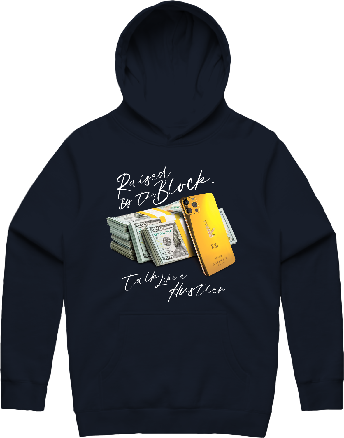 Hustle Talk Hoodie - Navy Blue