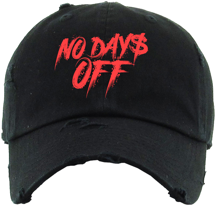 No Days Off Dad Cap - Black / Crimson Orange