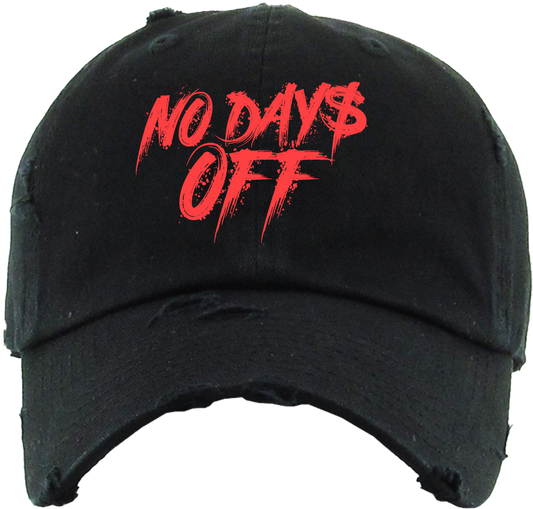 No Days Off Dad Cap - Black / Crimson Orange