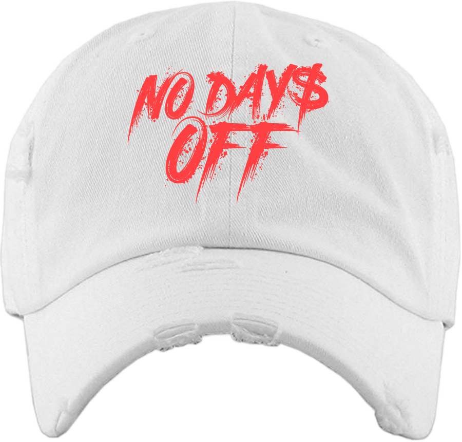 No Days Off Dad Cap - White / Crimson Orange