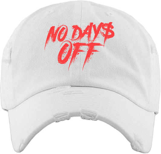 No Days Off Dad Cap - White / Crimson Orange