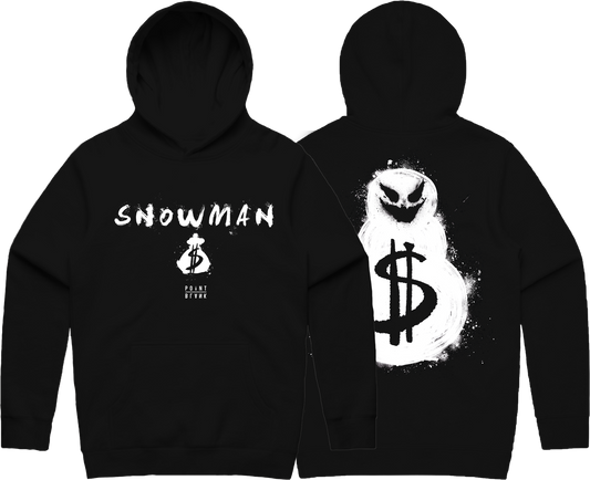 Snowman Text Hoodie - Black