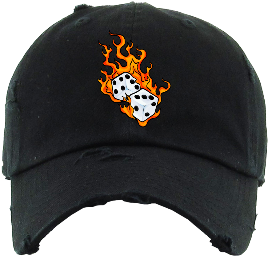 Flaming Dice Dad Cap - Black