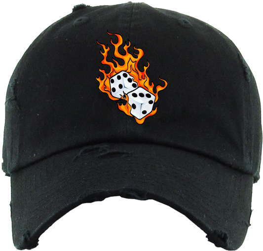 Flaming Dice Dad Cap - Black