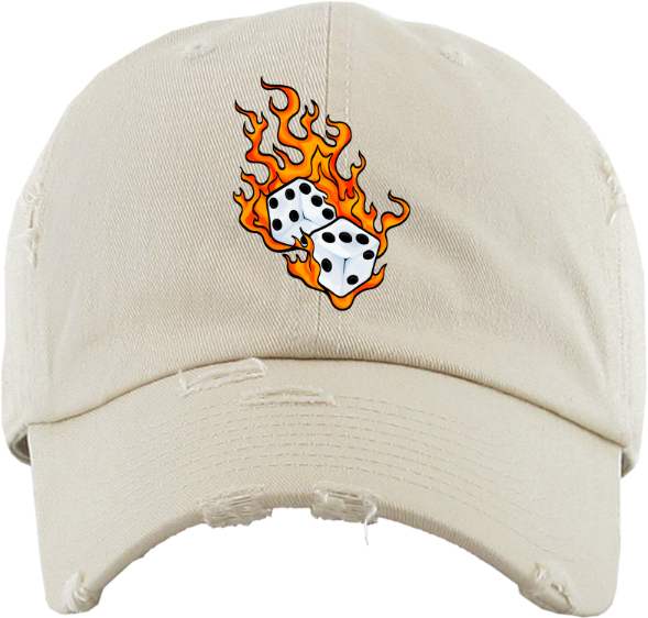 Flaming Dice Dad Cap - Natural