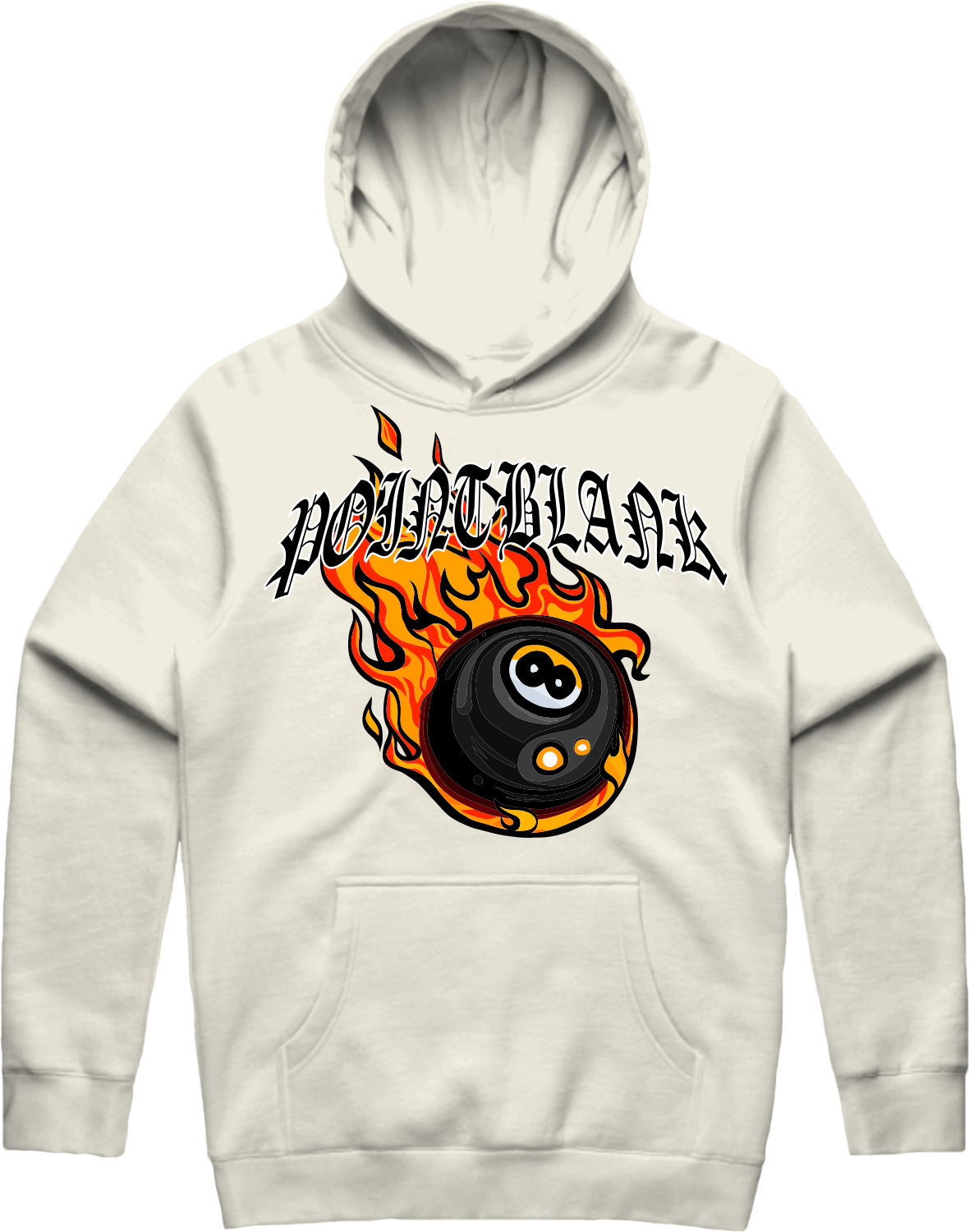 Flaming Ball Twill Applique Hoodie - Natural