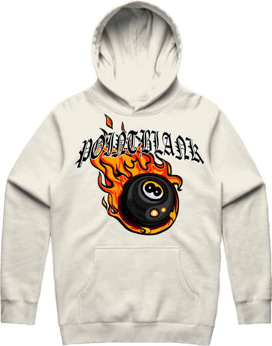 Flaming Ball Twill Applique Hoodie - Natural