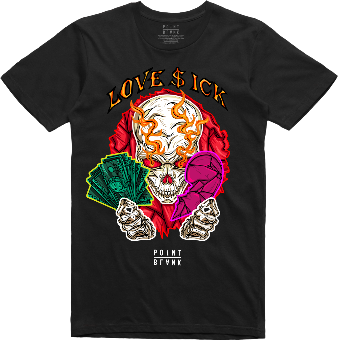 Love Sick Skull T-Shirt - Black