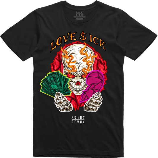 Love Sick Skull T-Shirt - Black