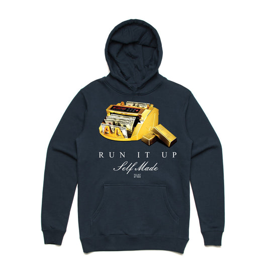 Run It Up Gold Counter Hoodie - Navy Blue