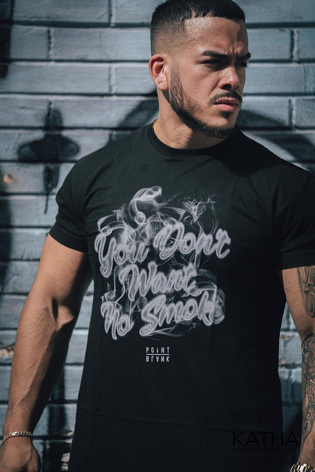 Smoke Text T-Shirt - Black