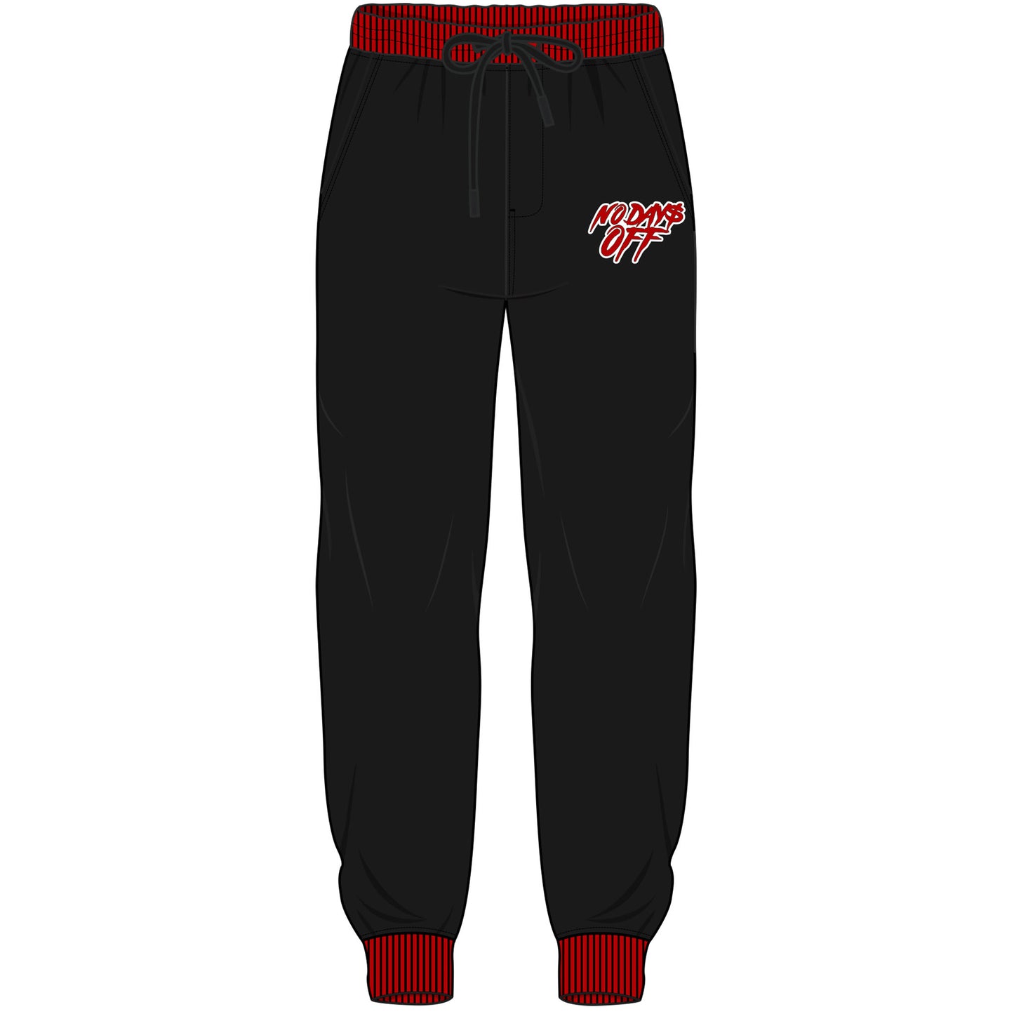 No Days Off - Sweatpants - Black / Red